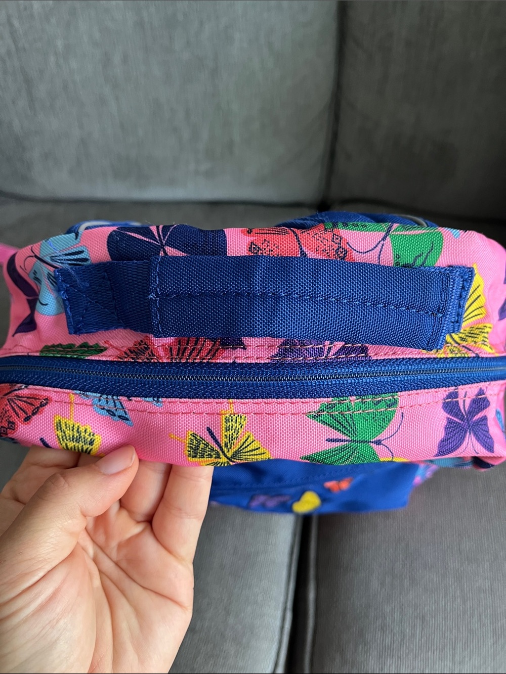 Hanna Andersson Kids Butterfly Print Pink & Blue Backpack - Picture 2 of 11
